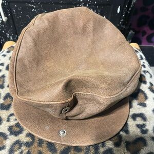 Brown leather old man hat
